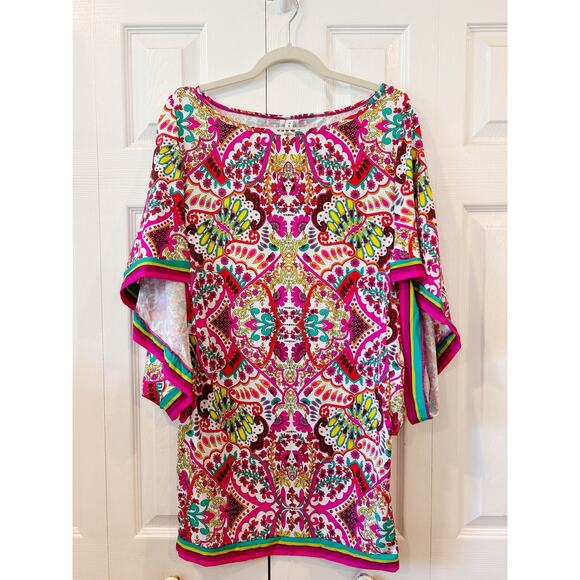 Trina Turk Hawaiian Garden Boatneck Tunic Swim Cover-Up Dress Size M NWT - Picture 4 of 7